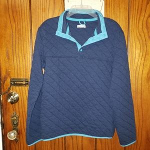 Navy, quilted long sleeve pullover